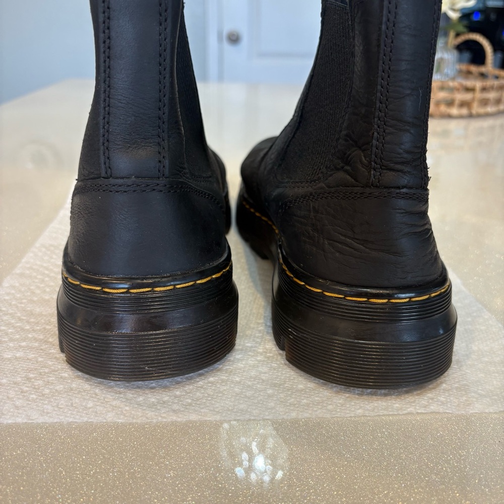 Dr. Martens Black Slip On Boots Chunky Heel - Picture 3 of 7